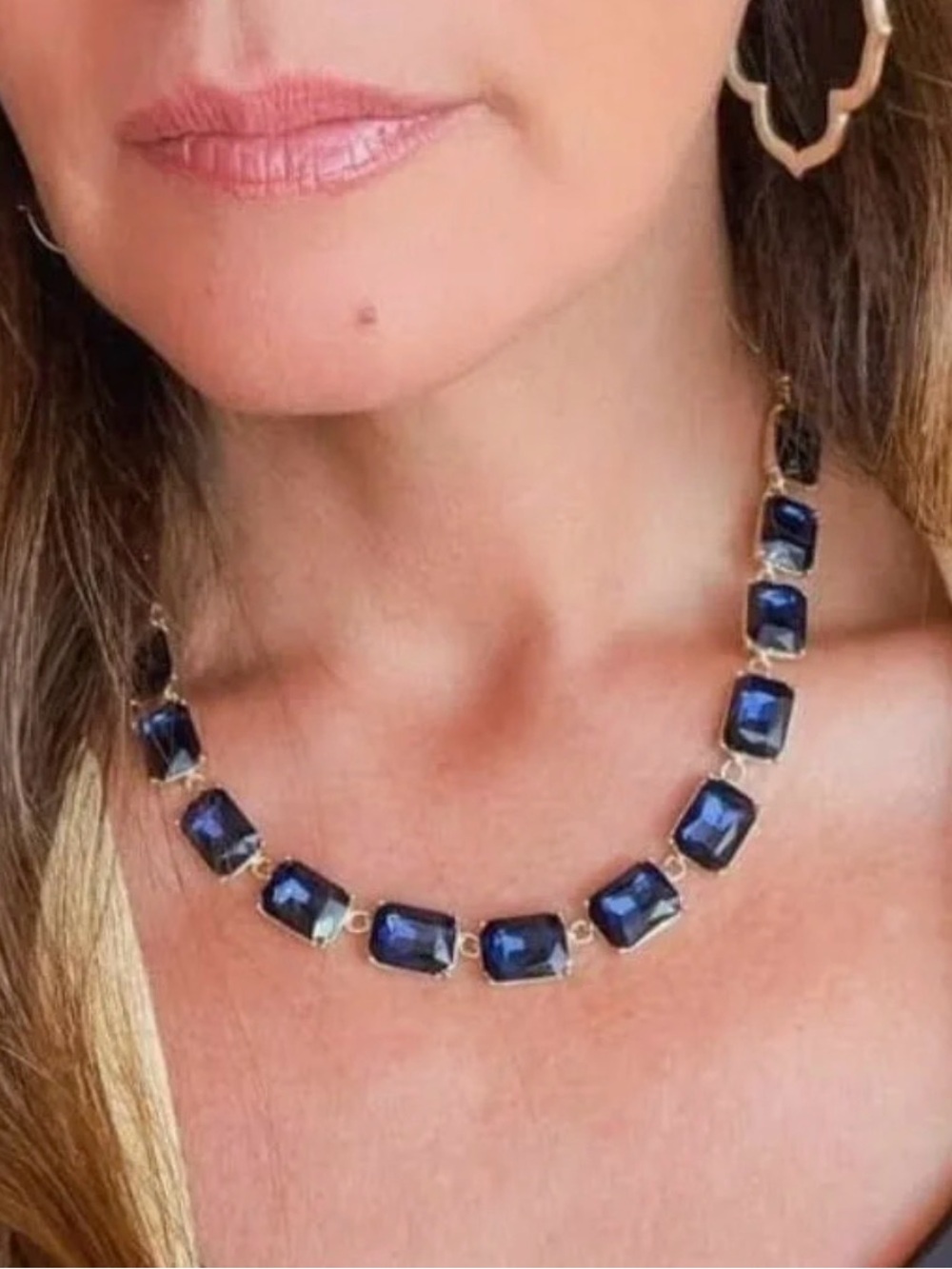Park Lane Noble Retired Royal Blue Crystal Link Necklace Statement - Picture 2 of 11